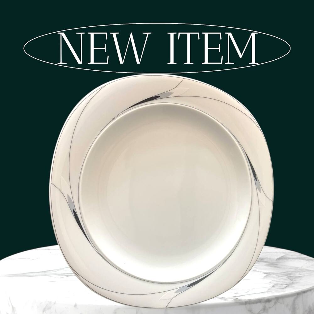 Vintage Mikasa PLATTER Fine China CAVIER L5806 White Gray Black Made in Japan!